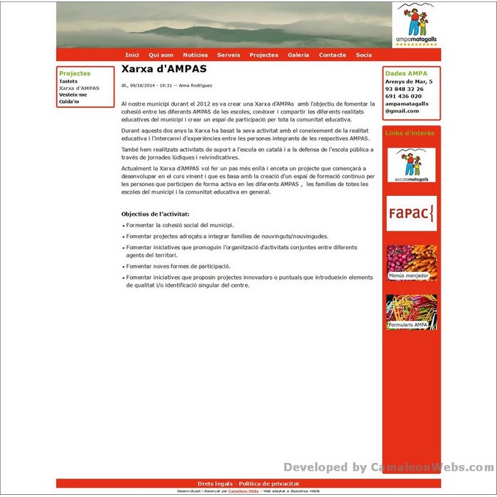 Pàgina projectes_xarxa-dampas: ampamatagalls-com - projecte web de Camaleon Webs Pàgina projectes_xarxa-dampas: ampamatagalls-com - projecte web de Camaleon Webs