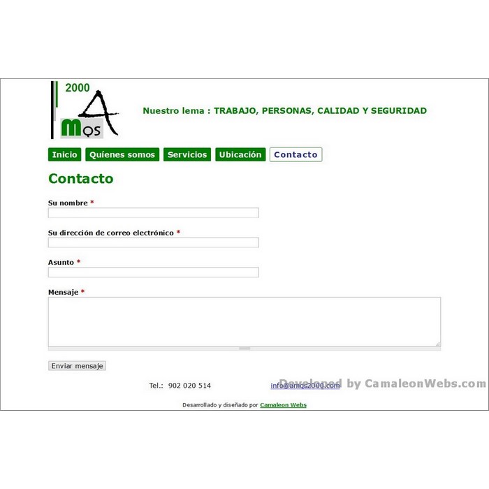 Pàgina contacto: amqs2000-com - projecte web de Camaleon Webs