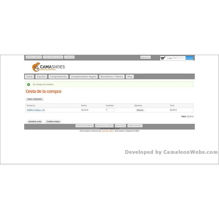 Pàgina carrito: camashoes-com - projecte web de Camaleon Webs Pàgina carrito: camashoes-com - projecte web de Camaleon Webs