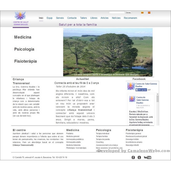 Pàgina inici: centredesalutgemmabaulies-com - projecte web de Camaleon Webs