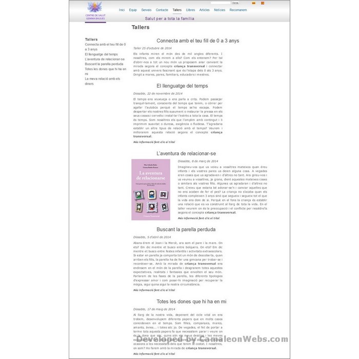 Pàgina tallers: centredesalutgemmabaulies-com - projecte web de Camaleon Webs