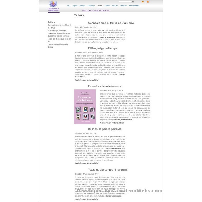 Pàgina tallers: centredesalutgemmabaulies-com - projecte web de Camaleon Webs