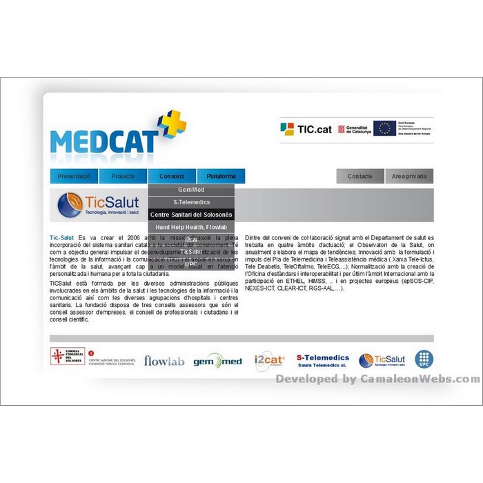 Pàgina consorci: medcat - projecte web de Camaleon Webs