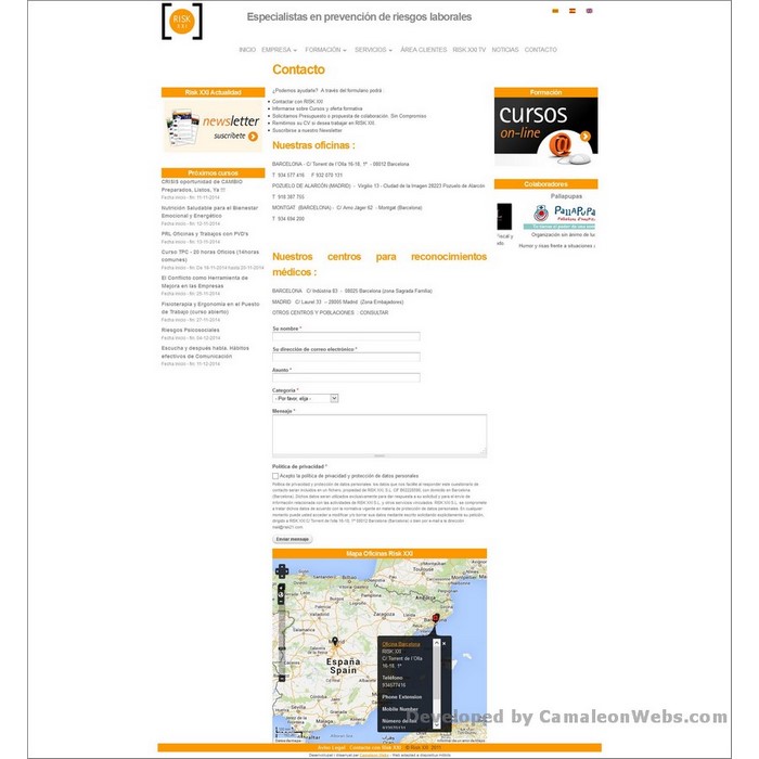 Pàgina contacto: risk21-com - projecte web de Camaleon Webs